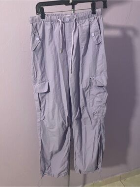 Light Lavender Cargo Pants with Drawstring Waist